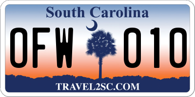 SC license plate OFW010
