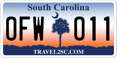 SC license plate OFW011