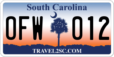 SC license plate OFW012