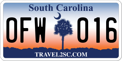 SC license plate OFW016