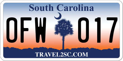 SC license plate OFW017