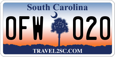 SC license plate OFW020