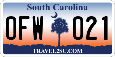 SC license plate OFW021