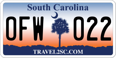 SC license plate OFW022