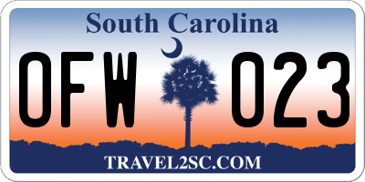 SC license plate OFW023