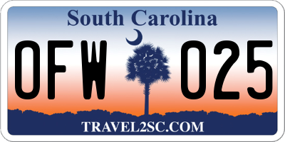SC license plate OFW025