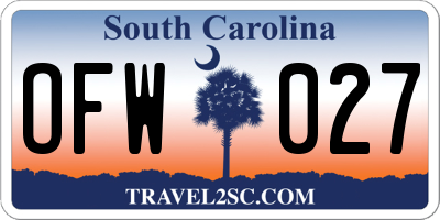 SC license plate OFW027