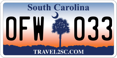 SC license plate OFW033
