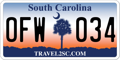 SC license plate OFW034