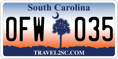 SC license plate OFW035