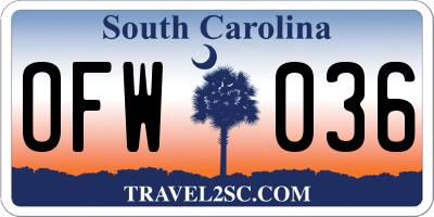 SC license plate OFW036