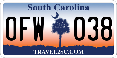 SC license plate OFW038