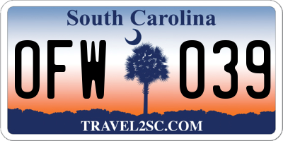 SC license plate OFW039