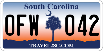 SC license plate OFW042