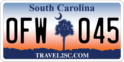 SC license plate OFW045