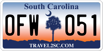 SC license plate OFW051