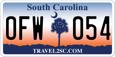 SC license plate OFW054