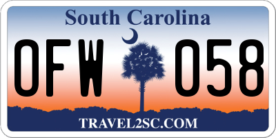 SC license plate OFW058