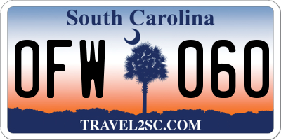 SC license plate OFW060