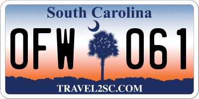 SC license plate OFW061
