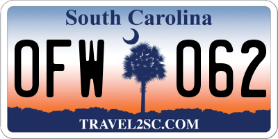 SC license plate OFW062