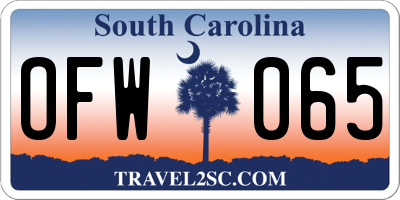 SC license plate OFW065