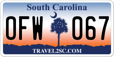 SC license plate OFW067