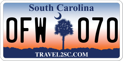 SC license plate OFW070