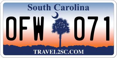 SC license plate OFW071
