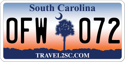 SC license plate OFW072