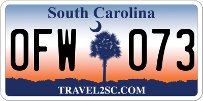 SC license plate OFW073