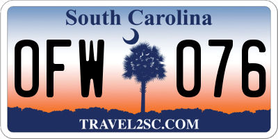 SC license plate OFW076