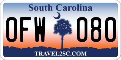 SC license plate OFW080