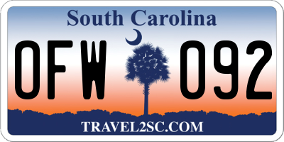 SC license plate OFW092