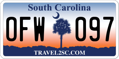 SC license plate OFW097