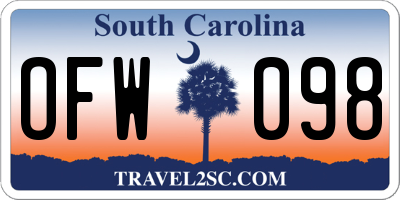 SC license plate OFW098