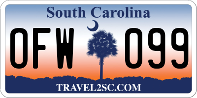 SC license plate OFW099