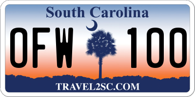 SC license plate OFW100