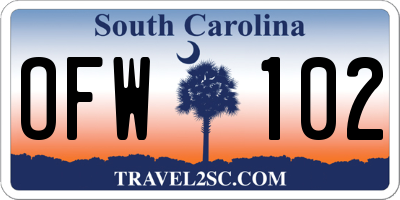 SC license plate OFW102