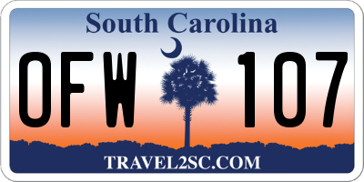 SC license plate OFW107