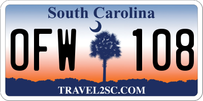 SC license plate OFW108