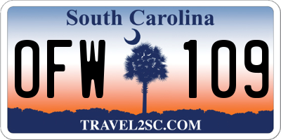 SC license plate OFW109