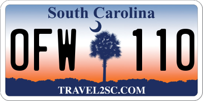 SC license plate OFW110