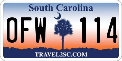 SC license plate OFW114