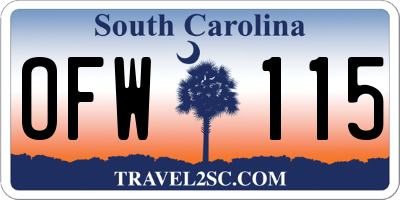 SC license plate OFW115
