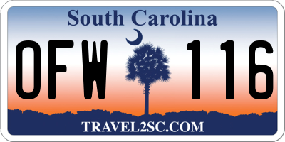 SC license plate OFW116