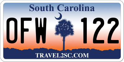 SC license plate OFW122