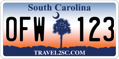 SC license plate OFW123