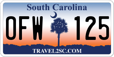 SC license plate OFW125