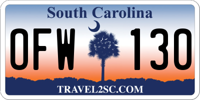 SC license plate OFW130